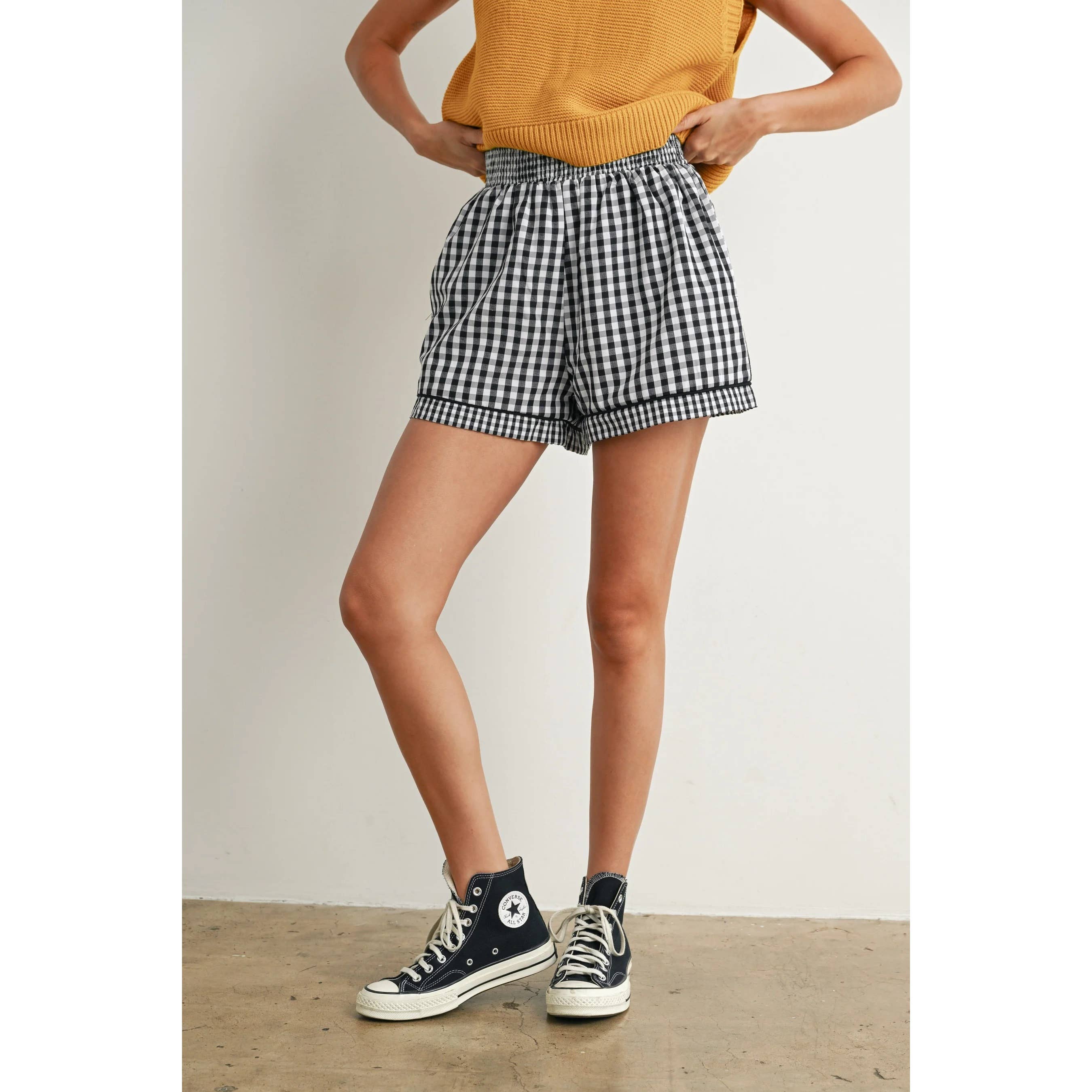 Apolline - Wholesale Shorts - Women's - Garterized Gingham Shorts Classic Charm Effortless Comfort16