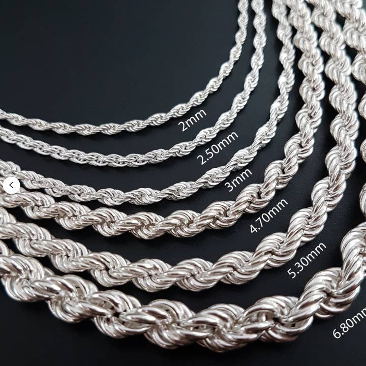 Sterling silver Rope chain for unisex-2.5 mm Diamond Cut for wholesale by SilverLiza