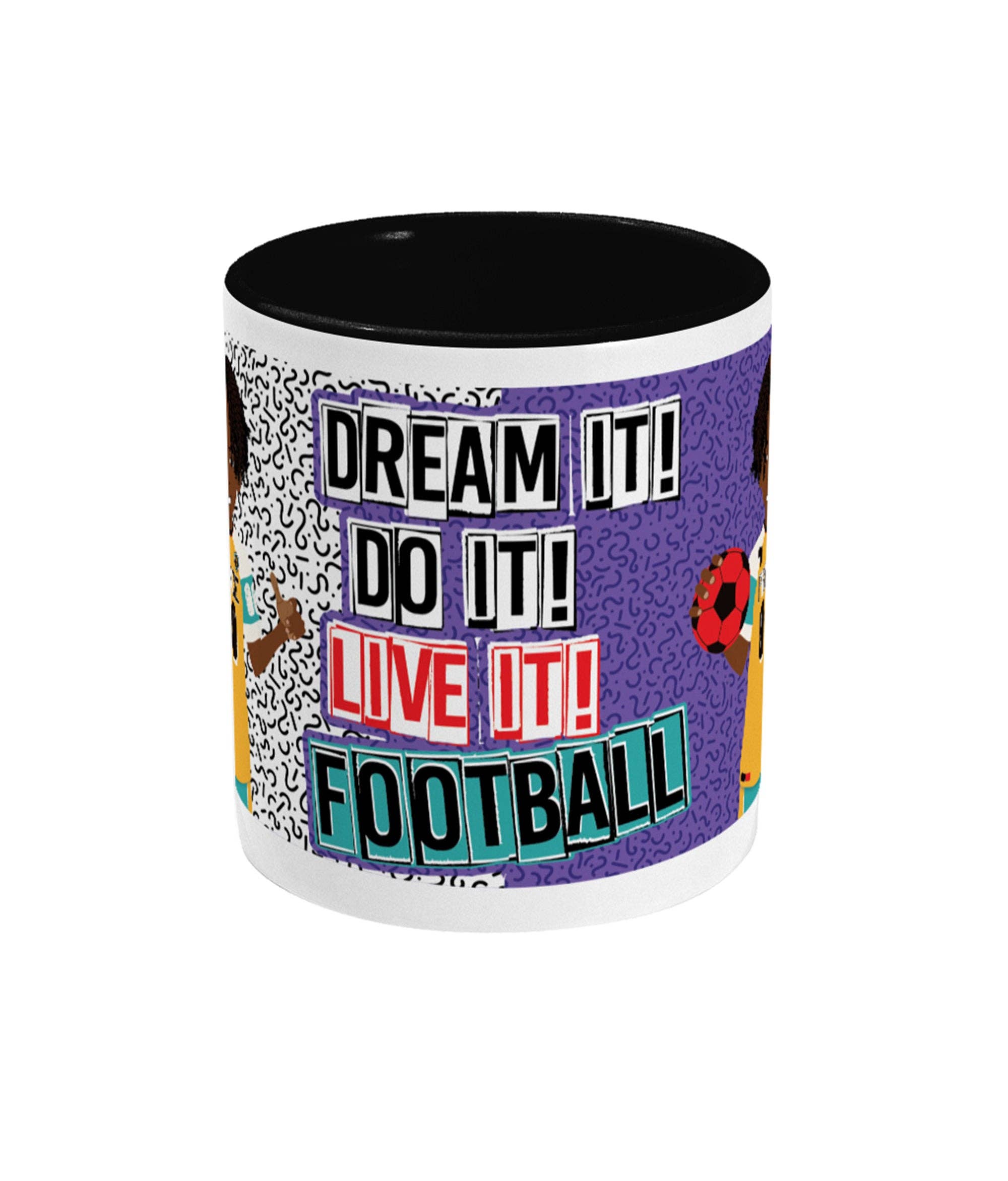 White Black Kyrese - Footballer Boys 2 toned mug | Fefus Designs for wholesale on Faire1