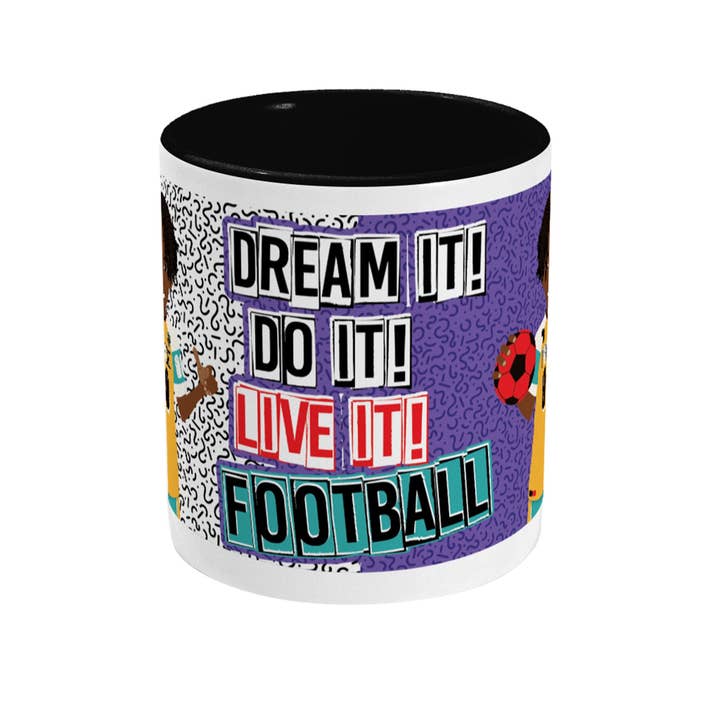 White Black Kyrese - Footballer Boys 2 toned mug | Fefus Designs for wholesale on Faire1