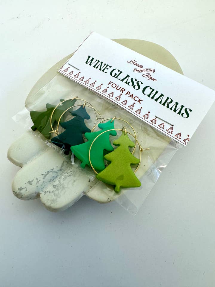 Weinglasanhänger für die Feiertage für den Großhandel von Hands Producing Hope