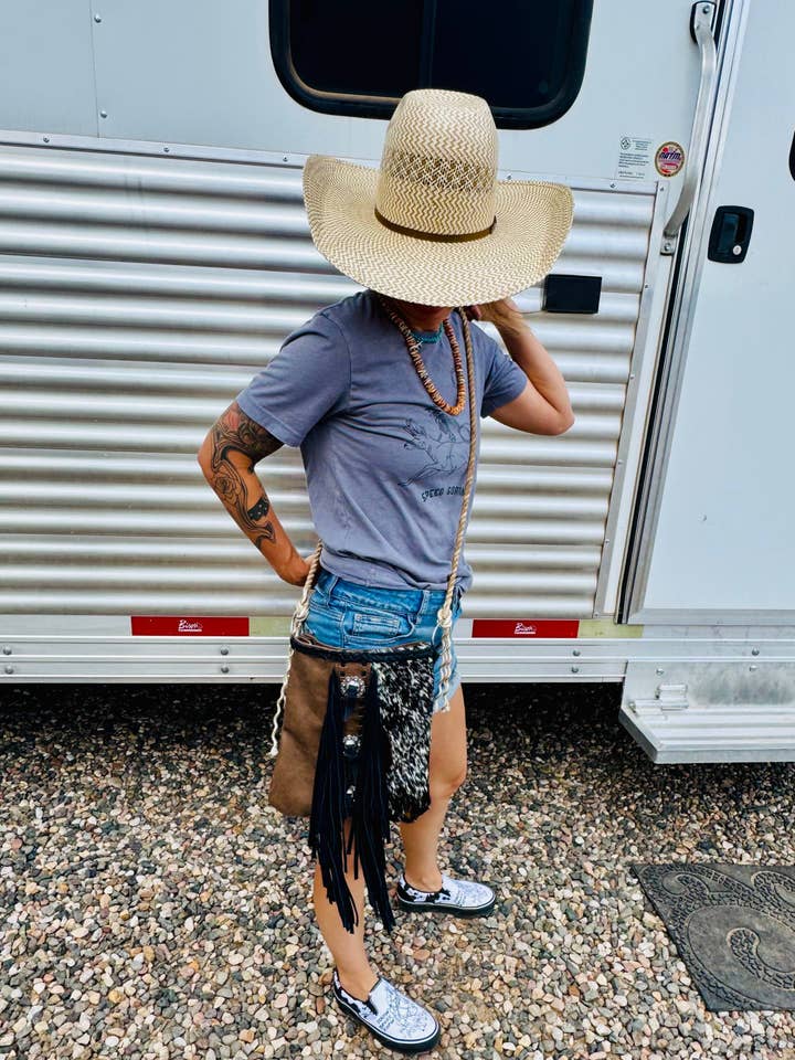 Cowhide Purse/Western Boho Purse/Leather Bag for wholesale by Wild Hancock Creations