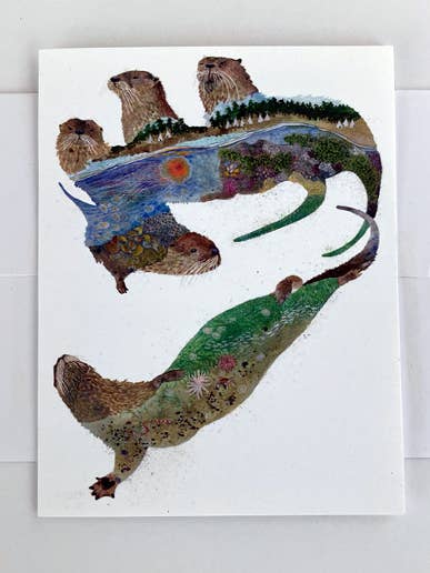 BIGLIETTO PER APPUNTI SULL'HABITAT MARINO DELLA LONTRA DI FIUME per la vendita all'ingrosso da parte di Jill Bliss Artwork