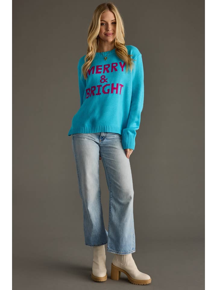 Panache Apparel Co. - Wholesale Knit Sweater - Women's - Bright Blue Merry & Bright Sweater2