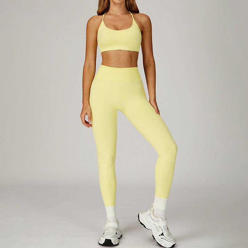 WONDERXFANS – Großhandel Sportbekleidungsset – Damen – Schnelltrocknender Sport-BH + Po-liftende Leggings 2-teiliger Satz9