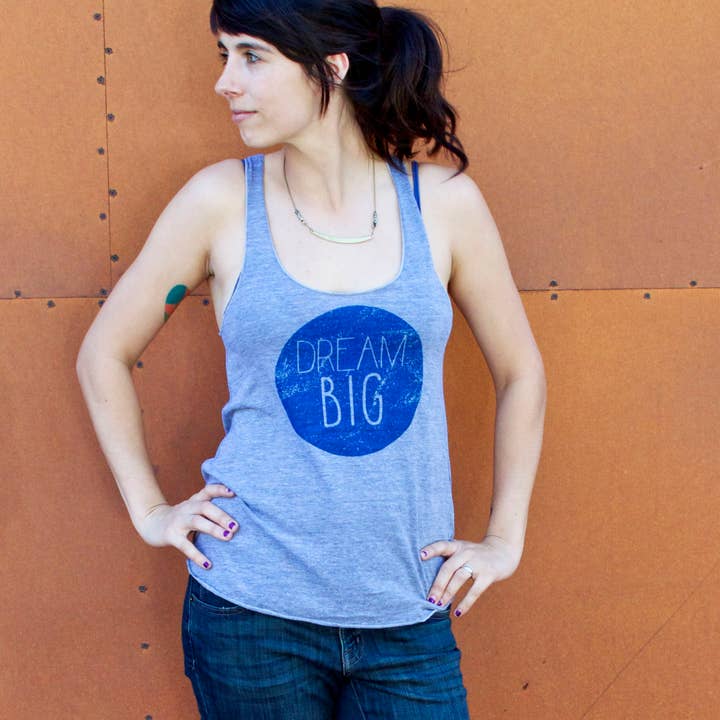 Vintage Graphic Womens Tank top, American Apparel, DREAM BIG for wholesale by Grey Theory Mill