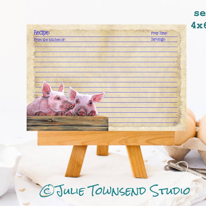Cartões de Receita - Conjunto de 12 Cartões de Receita de Porquinhos Fofos - 111 por atacado de Julie Townsend Studio