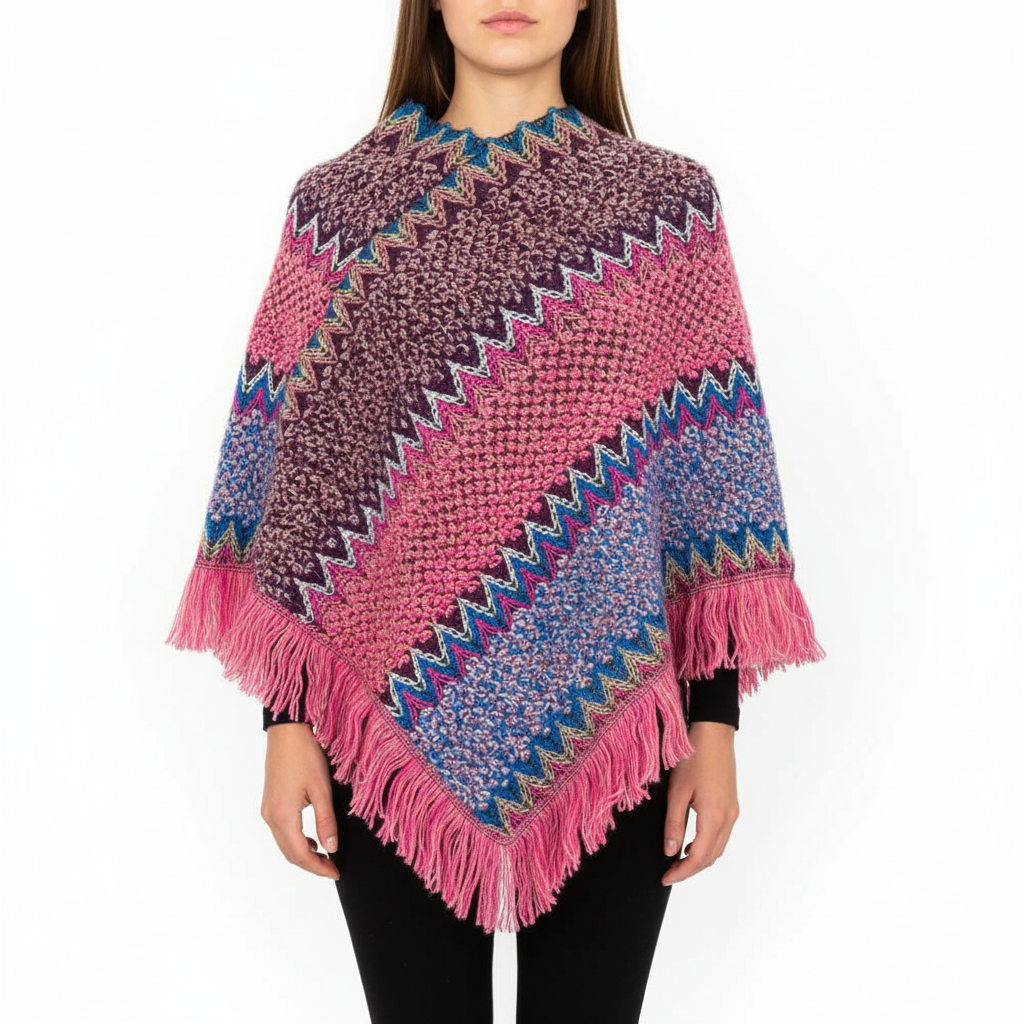 FUCHSIA PONCHO RUANA CAPE WRAP KNIT OVERCOAT -  #35 for wholesale on Faire0