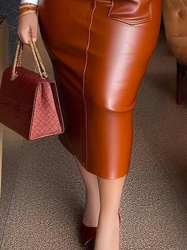 FurDecoration - Wholesale Dress - Women's - Skinny Belted Button Split Lapel Shirt Dress7