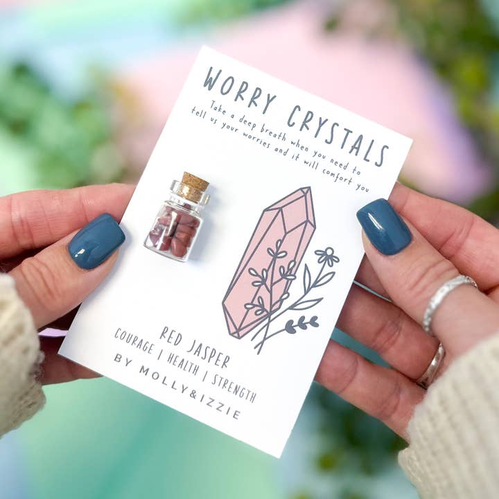 Red Jasper Worry Crystals on Card for wholesale by by Molly&Izzie