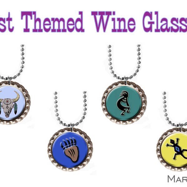 Wine Glass Charms, Southwest Collectible, Southwest Wine Glass Charm, Wine Glass for wholesale by DK LaserWorx