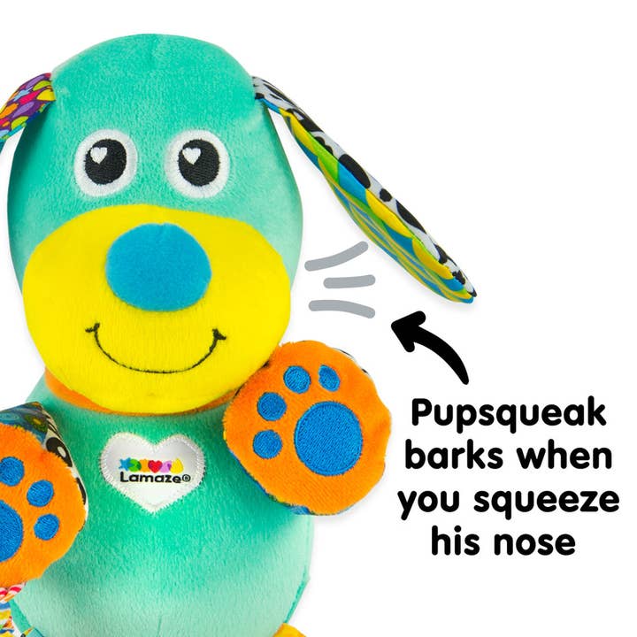 Fat Brain Toy Co. - Wholesale Stuffed/Plush Toy - Kids & Baby - Lamaze Pupsqueak Clip & Go Stroller Toy