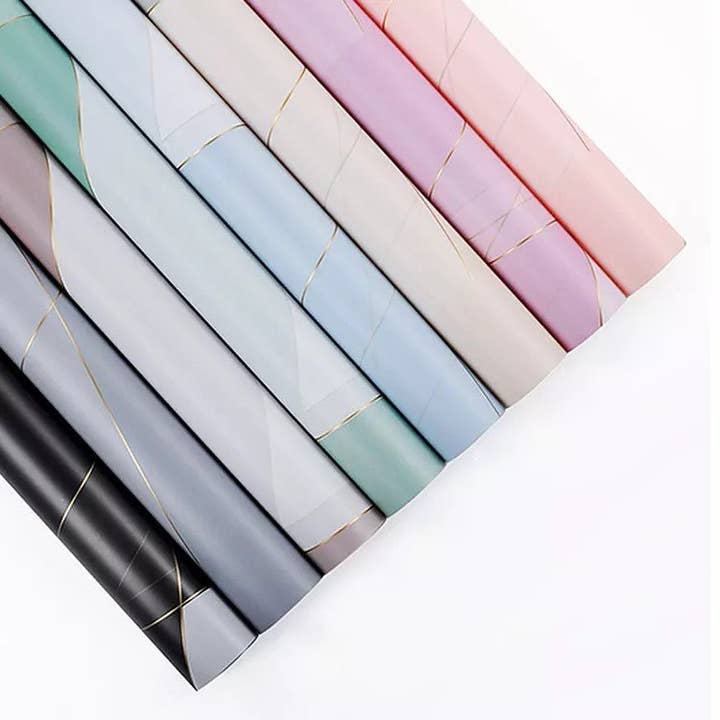 Gold Line Waterproof Flower Wrapping Paper (20 sheets/bag) for wholesale by Elegant Design Supply