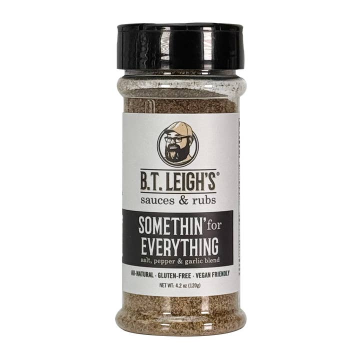 B.T. Leigh's Sauces & Rubs - Wholesale Dried Spice Mix - Somethin' For Everything - Salt, Pepper, & Garlic Blend - 4.2 oz Bottle3