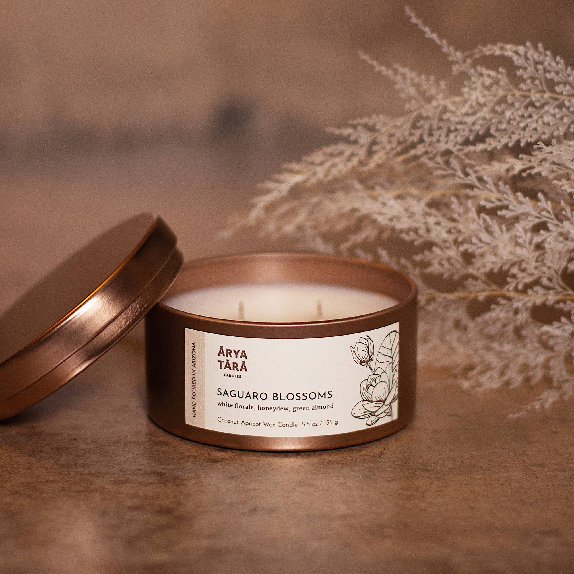 Arya Tara - Wholesale Travel Candles - Saguaro Blossoms Candle | Cactus flower scent | 5.5 oz tin0