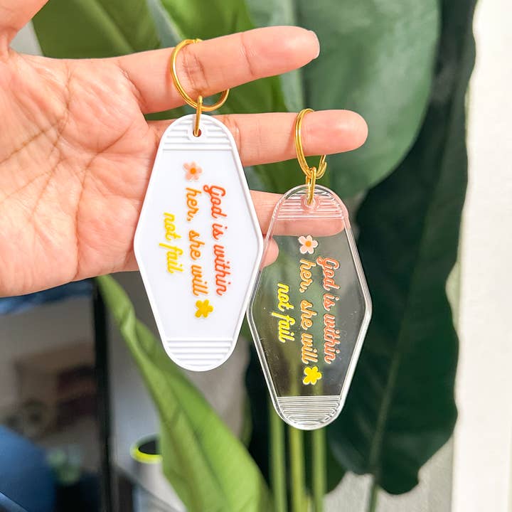 Grow in Grace - Wholesale Keychain - Women's - God is within her, she will not fail motel keychain