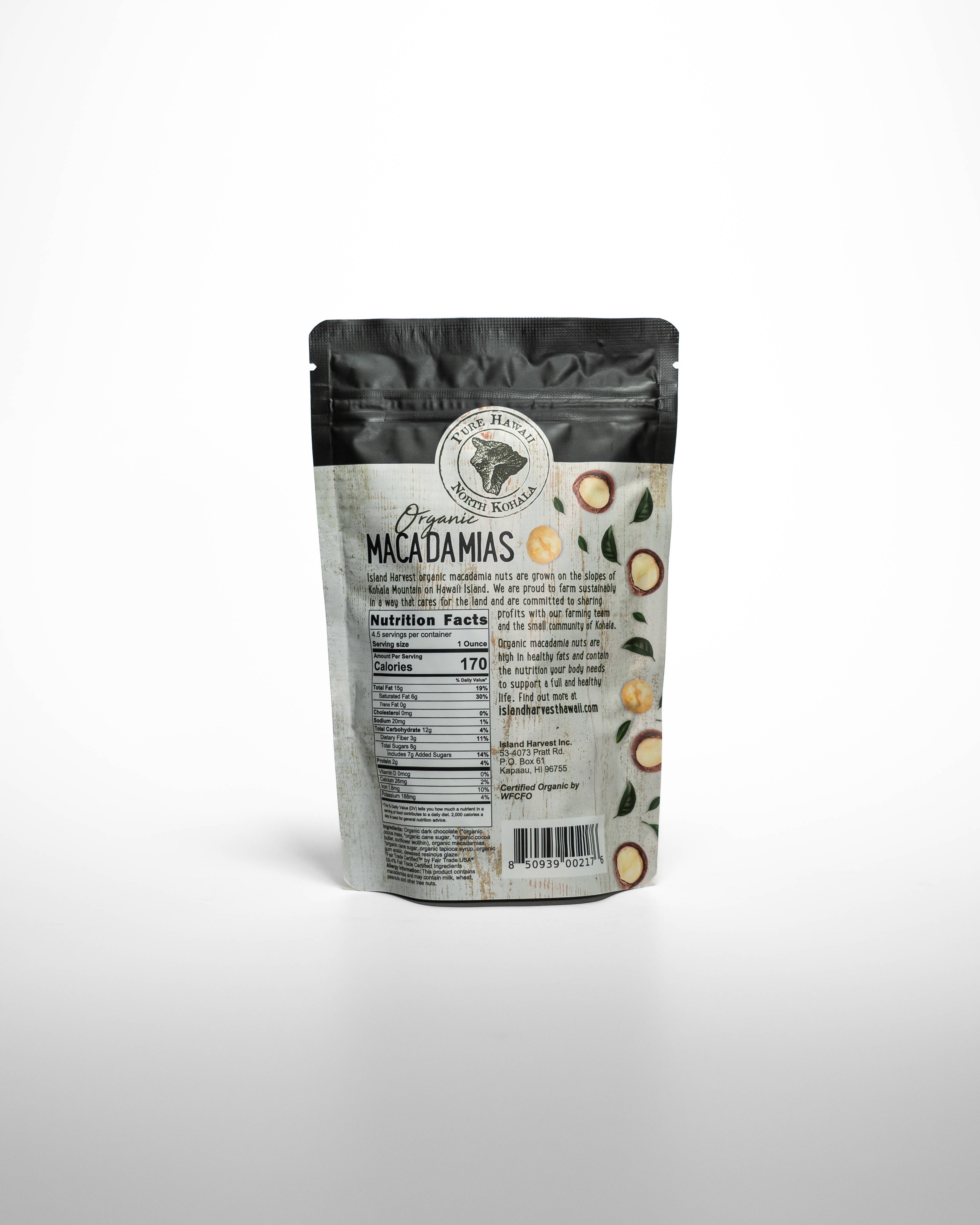 Island Harvest - Vente Friandises enrobées de chocolat - Macadamias biologiques au chocolat noir (4,5 oz)1