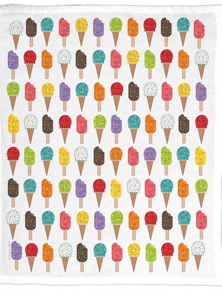 Ice Cream, Organic Cotton Tea Towel for wholesale by Coast & Cotton