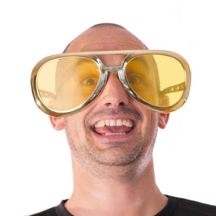 Party Pro - Venta al por mayor Disfraz - Unisex - GAFAS GIGANTES DORADAS DE ELVIS