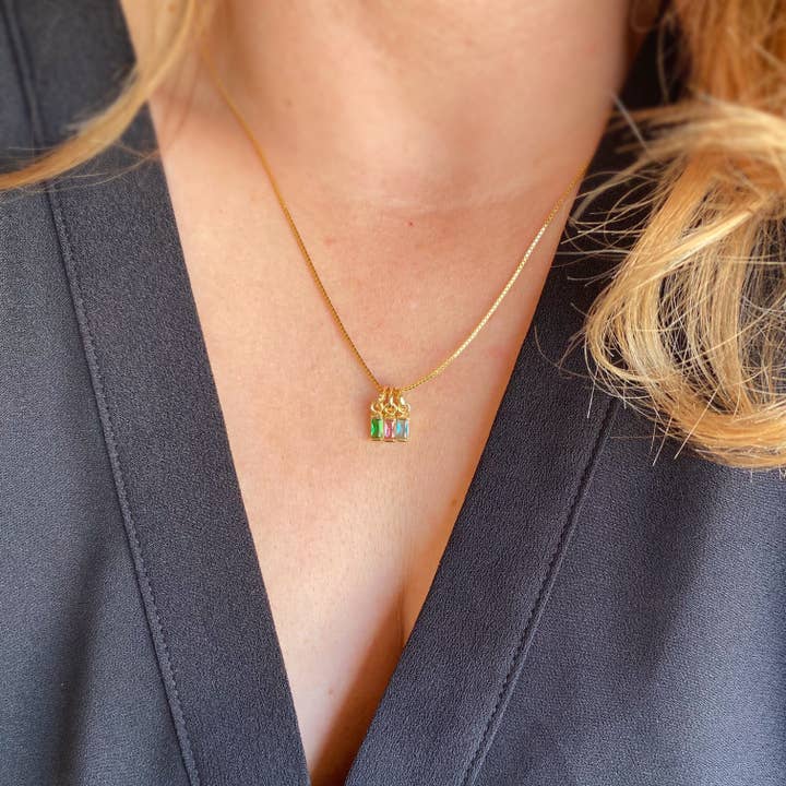 GoldFi - Wholesale Individual Charm/Pendant - 18k Gold Filled Baguette Birthstone Charm