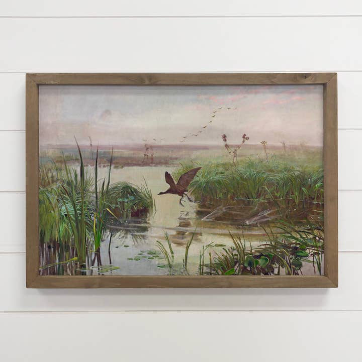 Birds at the Moor - Bird Canvas Wall Art - Wood Framed Decor for wholesale by Hangout Home