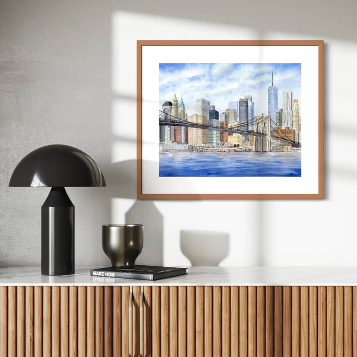Pintalustika - Joyful Urban Illustrations - Wholesale Art Print - New York City Skyline Art Print - Brooklyn Bridge Painting 6