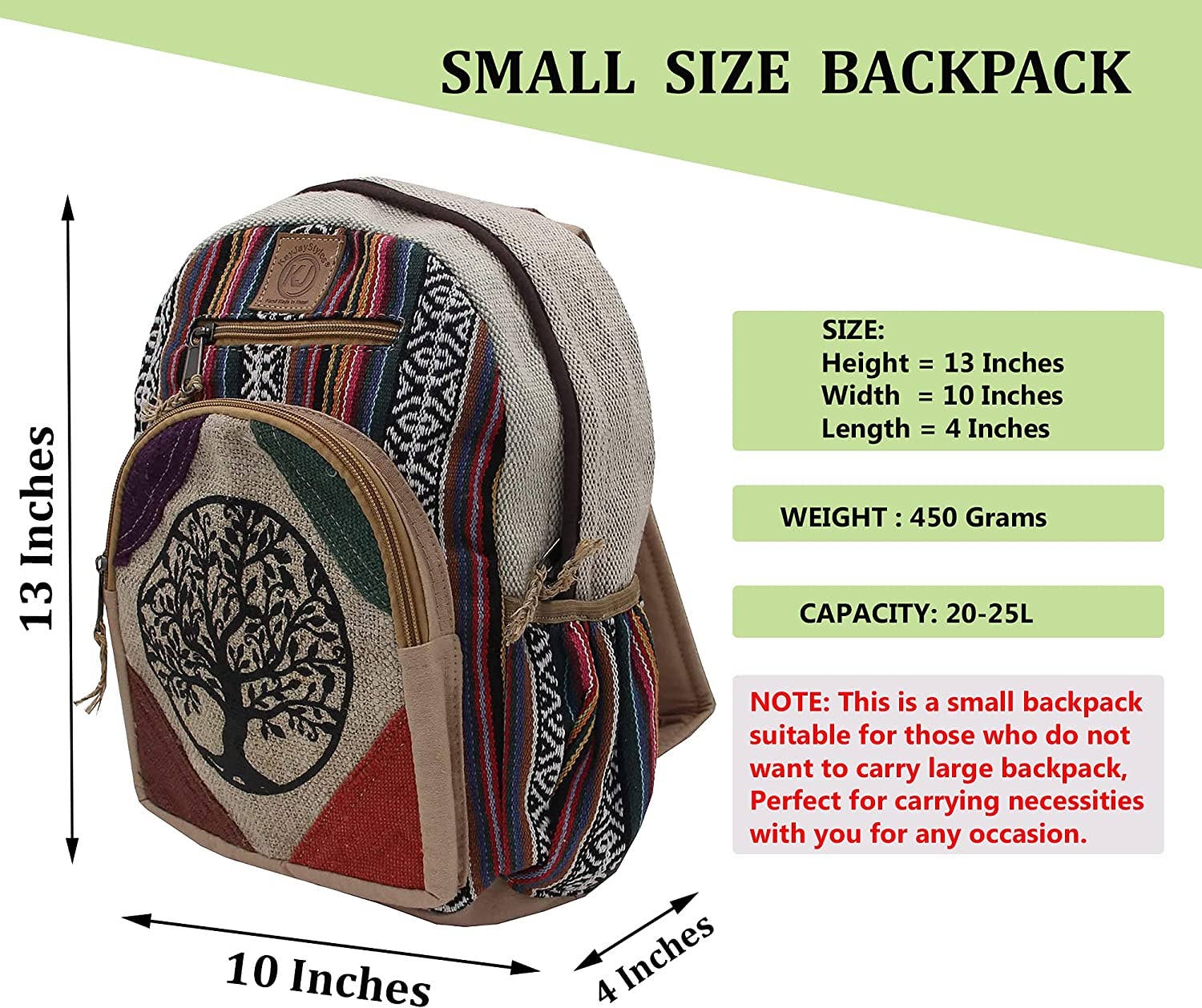 Lungta Imports - Wholesale Rugzak - Dames - Handgemaakte lichte rugzak van natuurlijke hennep uit de Himalaya, Nepal6