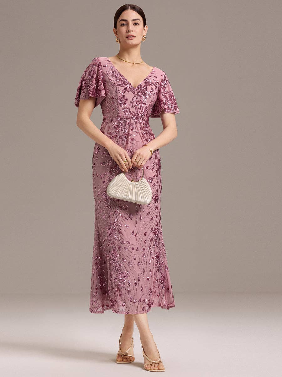 Ever-Pretty - Wholesale Gown - Women's - Strapless Deep Fishtail Paillette Midi Evening Dresses17