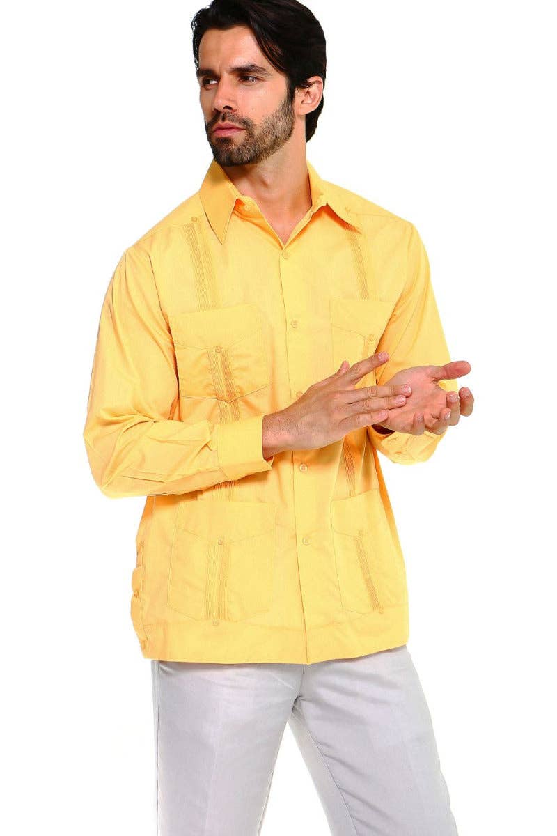 MOJITO COLLECTION – wholesale Buttoned-down shirt – Men's – Mojito Men's Plus Size Guayabera Shirt Classic Poly Cotton Long Sleeve 3X-8X7