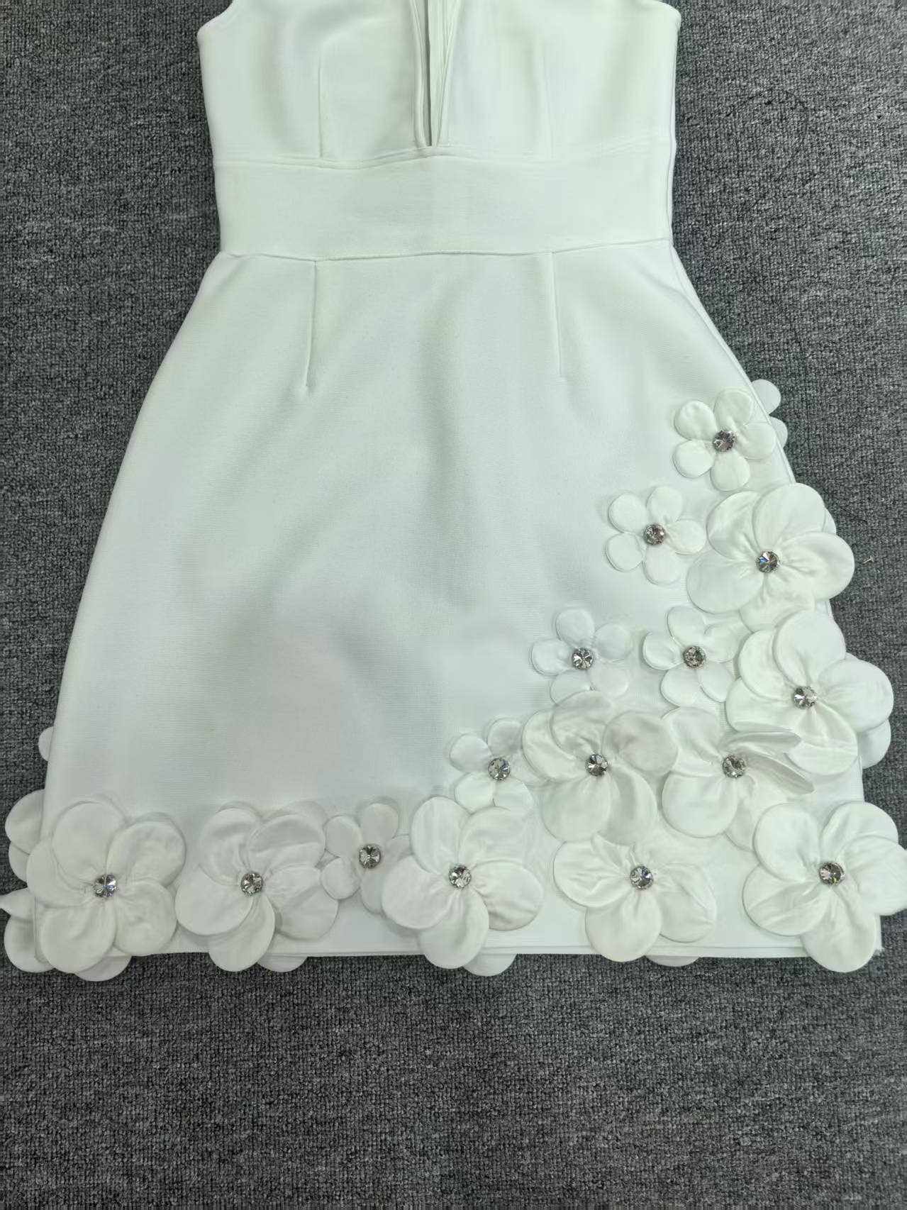 Productseeker - Wholesale Dress - Women's - DR524Y Suspender Mini Dress with Contrast 3D Floral Designs10