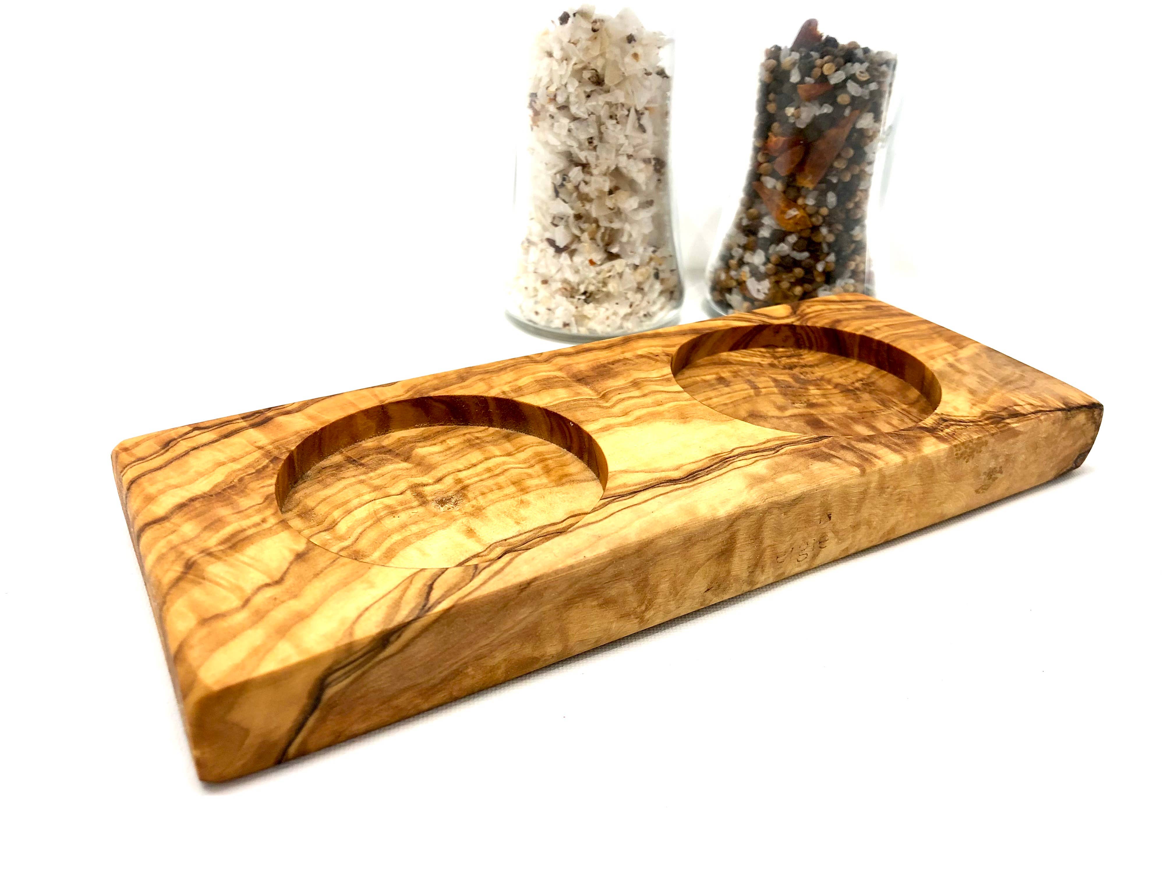 olivenholz-erleben - Wholesale Salt & Pepper Shaker Set - DUO saucer for salt and pepper mills4