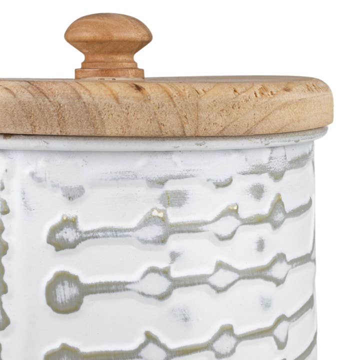 Foreside Home & Garden - Wholesale Canister - SALE - Aaliyah Gray Washed Canister Metal & Wood