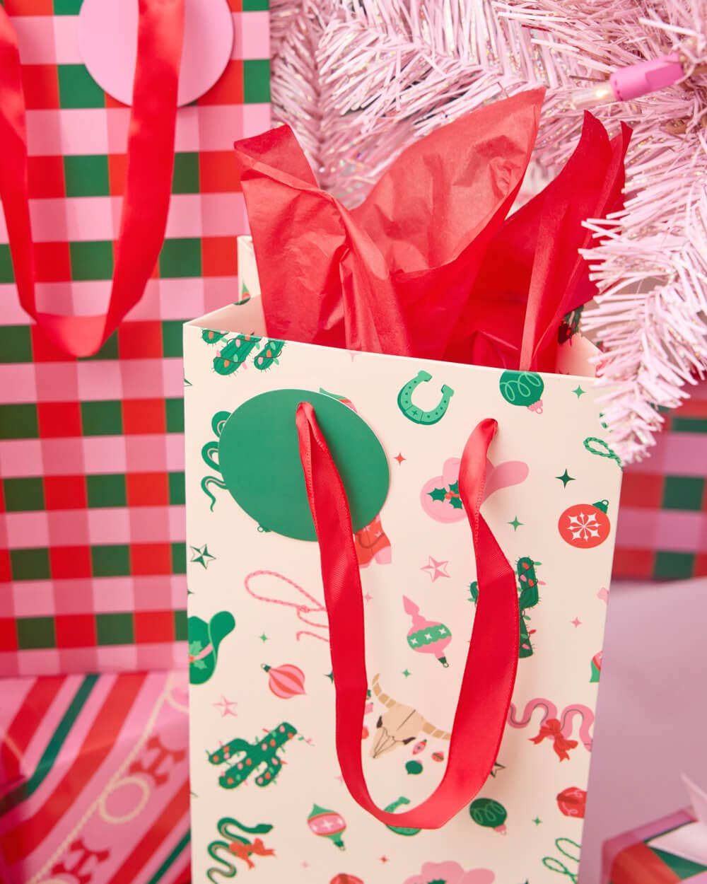 xo, Fetti - Wholesale Wine Gift Bag - HO-down Wine Gift Bag Set - 9 wine gift bags, western christmas 9