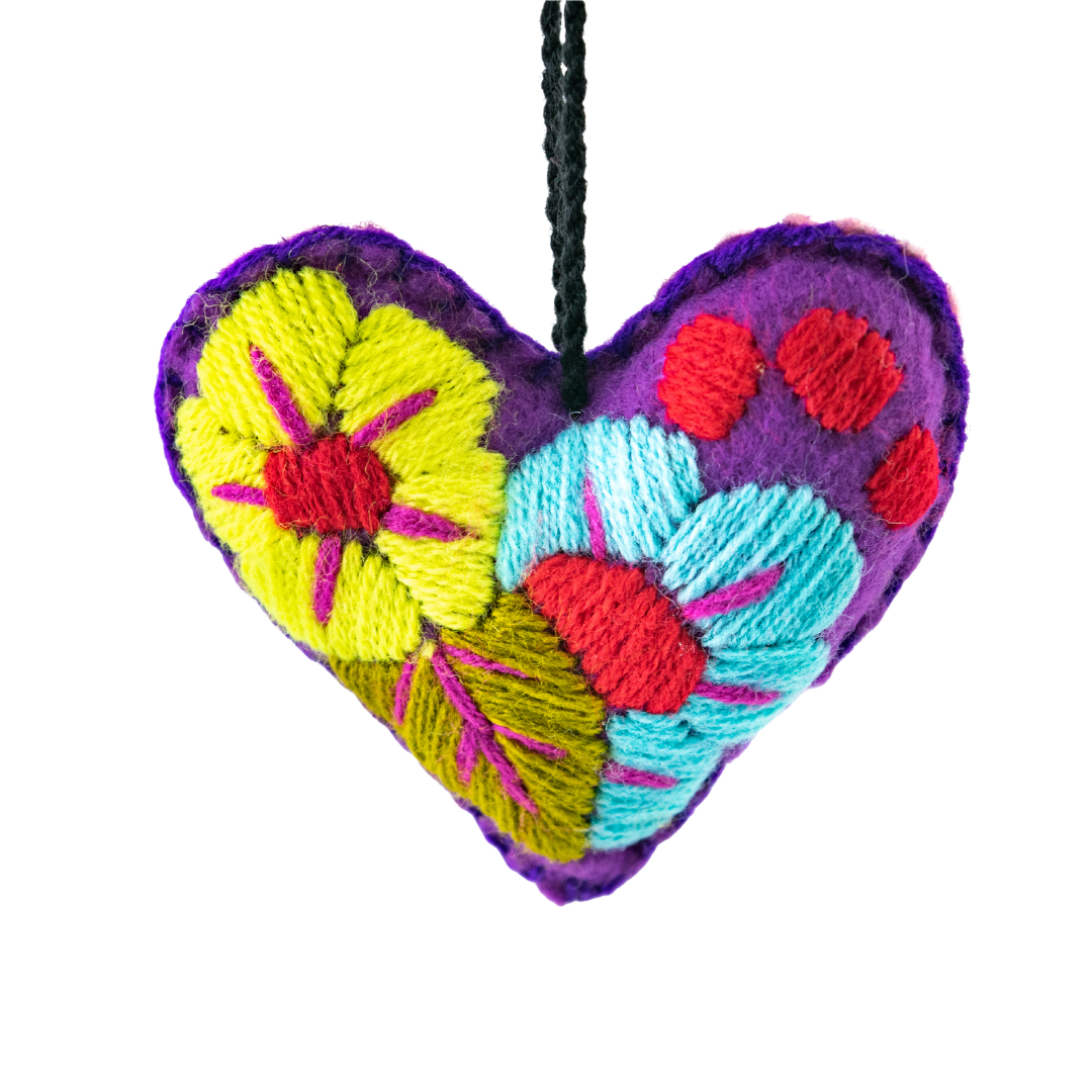 Lumily - Wholesale Retailer Sample - Home Decor - Pick Color! Corazon Heart Embroidered Handmade Valentine's Day Gift Ornament - Mexico3