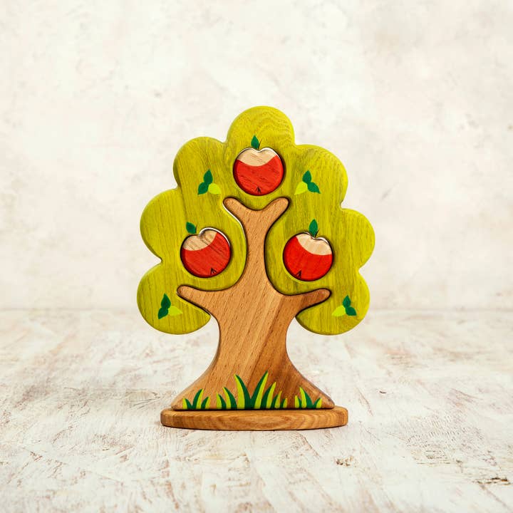 Wooden Apple Tree Puzzle Farm Trees Waldorf for wholesale by Wooden Caterpillar Toys
