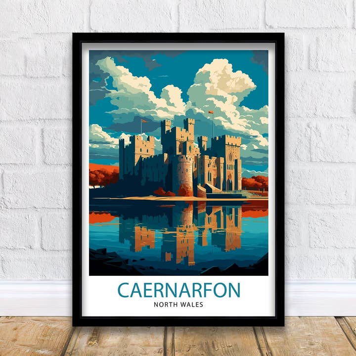Caernarfon Castle Travel Poster Wales Wall Art Caernarfon Castle Home Decor Wales Illustration Travel Poster Gift for Travelers for wholesale by InkNPrintz