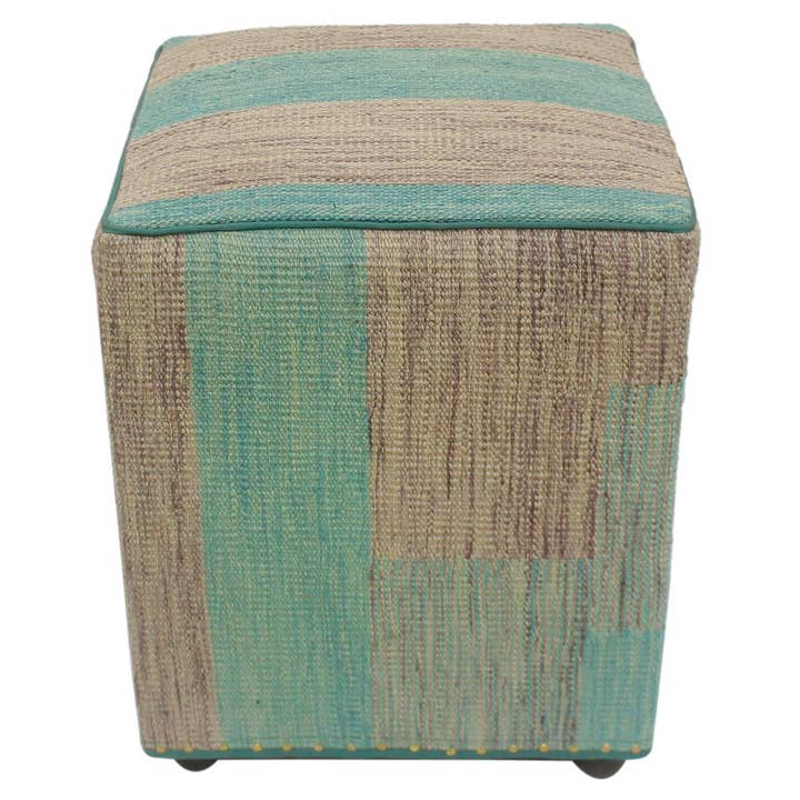 Retro Ferrell Handmade Kilim Upholstered Ottoman for wholesale by Arshs Fine Rugs