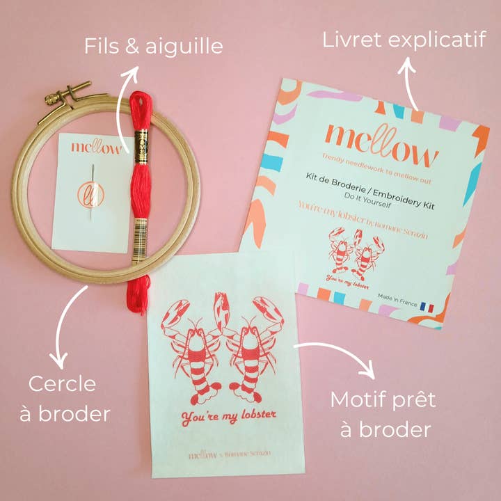 Mellow - Wholesale Craft Sewing Kit - You're my lobster embroidery kit | By Romane Sérazin1