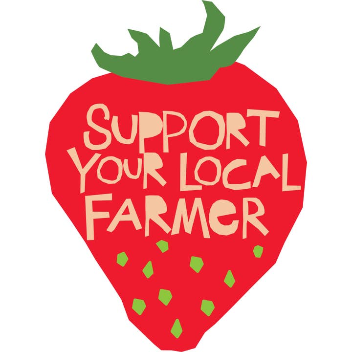 Glad Dog Cards - Wholesale Sticker - Strawberry Support Your Local Farmer Bumper sticker