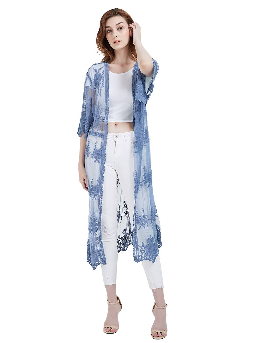 Anna Kaci Wholesale - Wholesale Kimono - Women's - Long Floral Lace Embroidered Kimono40