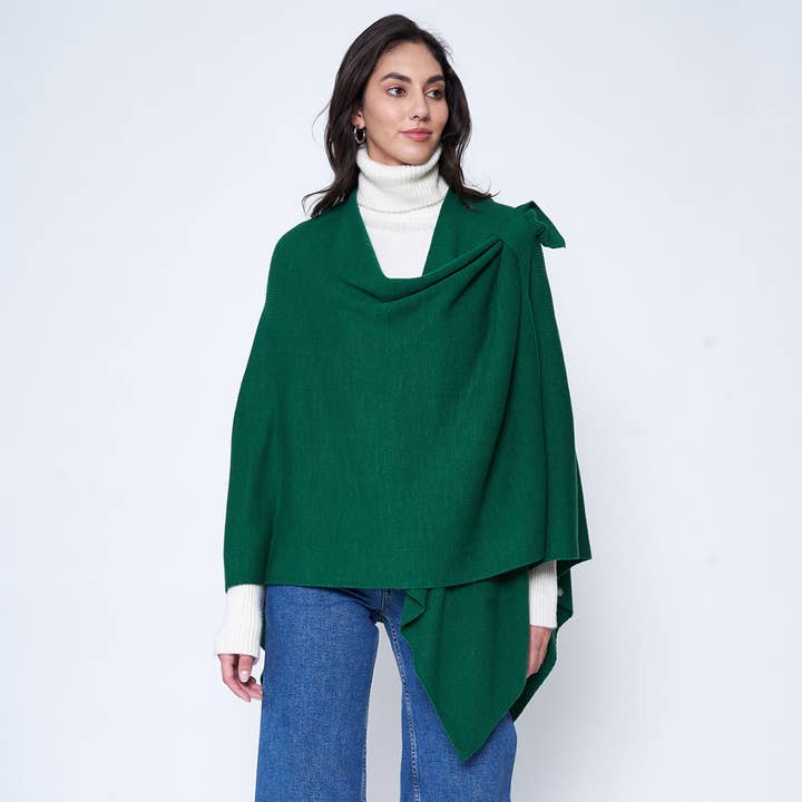 Fashion City - Wholesale Poncho - Women's - Solid Ruana with Shoulder Strap