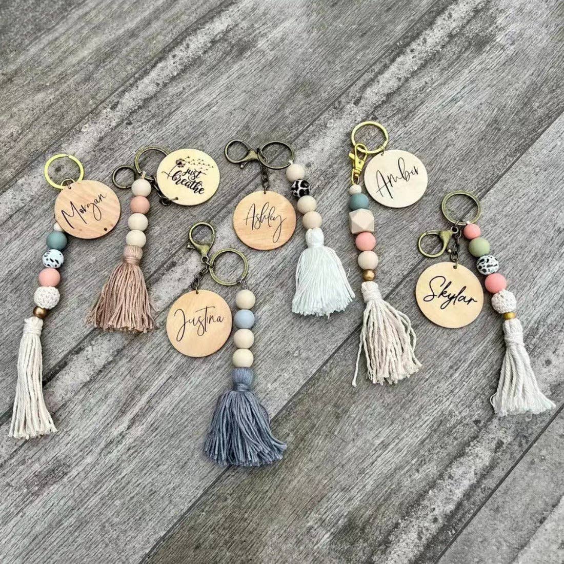Funkyrel® Atzbranding Limited - Wholesale Keychain - Women's - Koco - Round Wood Bead Tassel Keychain9