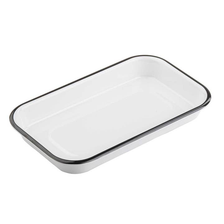 TableCraft Products Company - Wholesale Serving Tray - Canteen Collection Melamine Tray, White/Black, 10.25 x 6"
