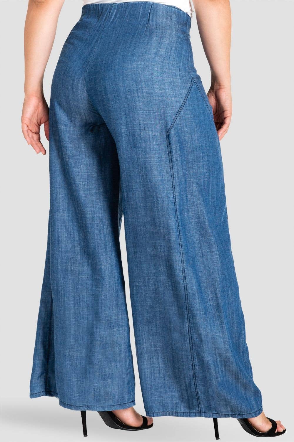 Standards & Practices - Wholesale Jeans - Women's - Plus Size Women's Wide Leg Denim Tencel Palazzo Pants2