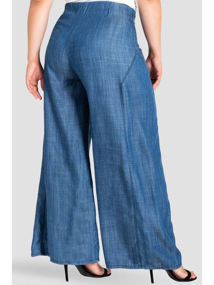 Standards & Practices - Wholesale Jeans - Women's - Plus Size Women's Wide Leg Denim Tencel Palazzo Pants2