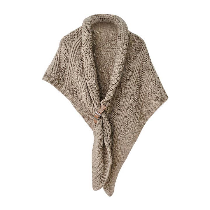 Dipped Shop - Wholesale Scarf - Women's - Split Triangle Solid Color Poncho Knit Scarf DPS16044