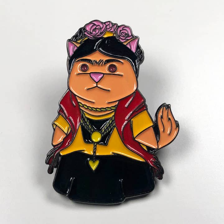 Frida Kahlo - PopCat Enamel Pin for wholesale by The Ninjabot