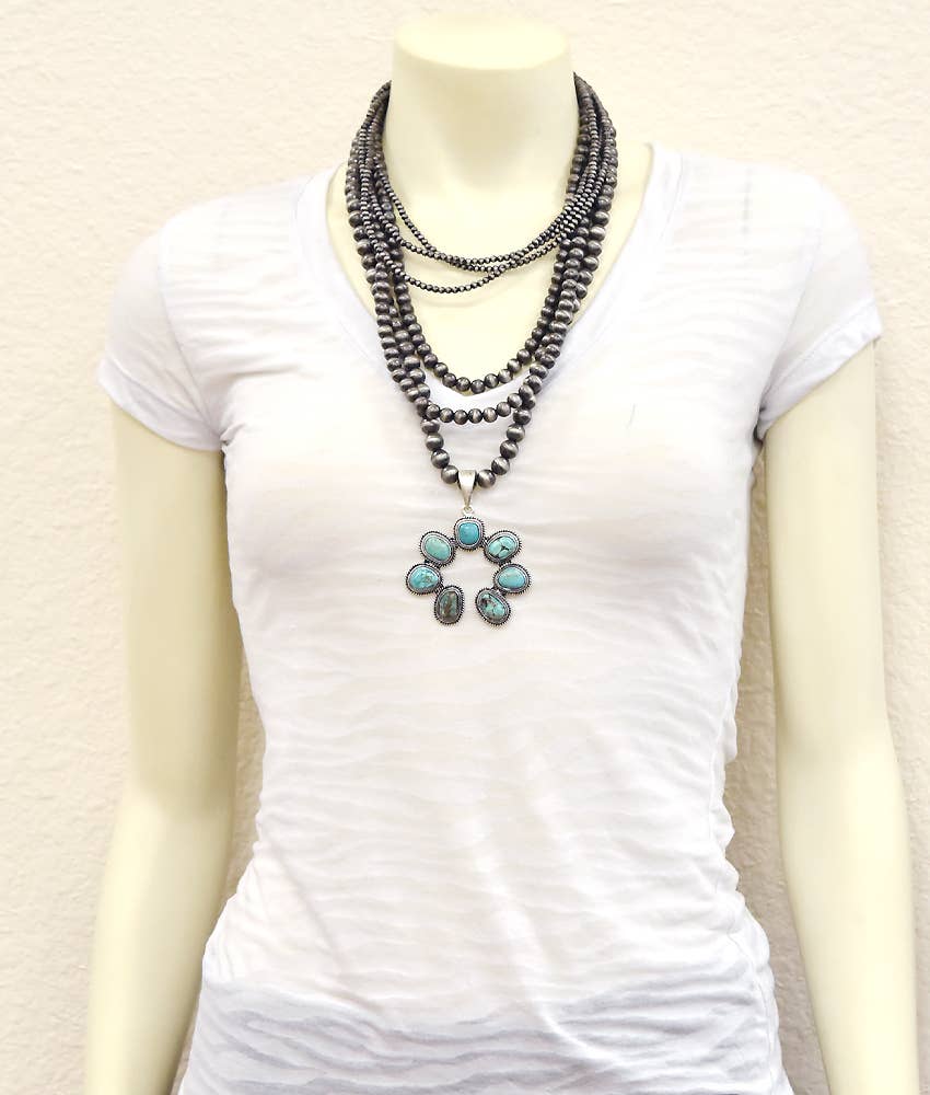ISAC Trading Inc - Wholesale Pendant/Charm Necklace - 733262, Handmade Squash Turquoise Necklace2