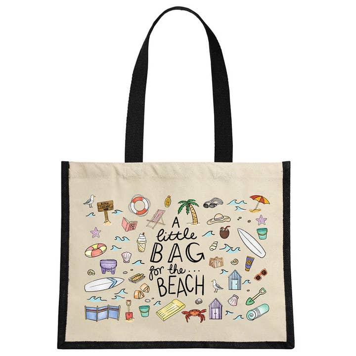 Una pequeña bolsa para la playa Crema y negra bolsa de yute para venta al por mayor de Stubbs Mugs