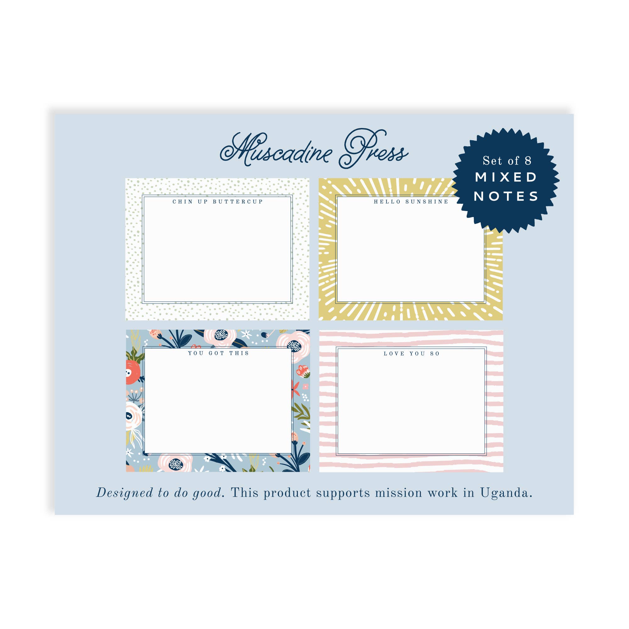 Muscadine Press - Wholesale Stationery/Notecard Set - Boxed Stationery, Uplift Notes1